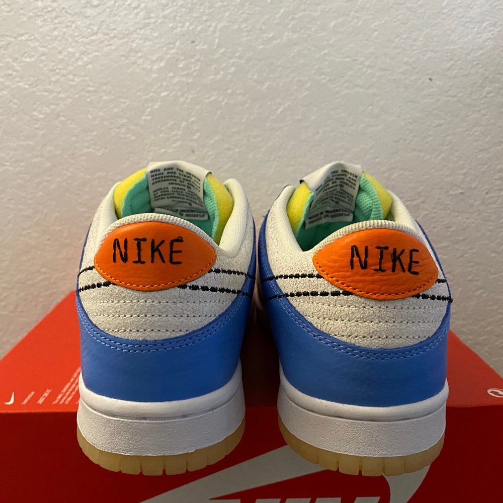 Nike Dunk Low GS Nike 101 White Blue Orange DX3363-100 7Y Women's Size 8.5 - Picture 4 of 7